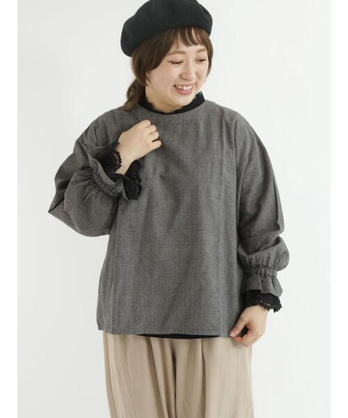 Samansa Mos2（サマンサ モスモス）の「袖口レースレイヤードTブラウス（シャツ/ブラウス・レディース・ブラック/グリーン/ネイビー/キナリ・ﾌﾘ-）」の19枚目の写真