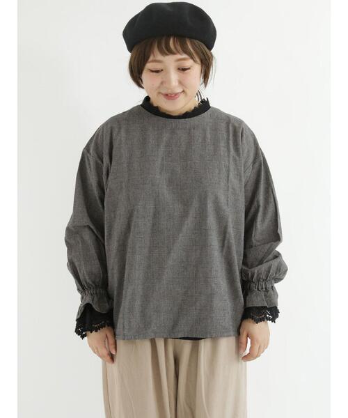 Samansa Mos2（サマンサ モスモス）の「袖口レースレイヤードTブラウス（シャツ/ブラウス・レディース・ブラック/グリーン/ネイビー/キナリ・ﾌﾘ-）」の20枚目の写真