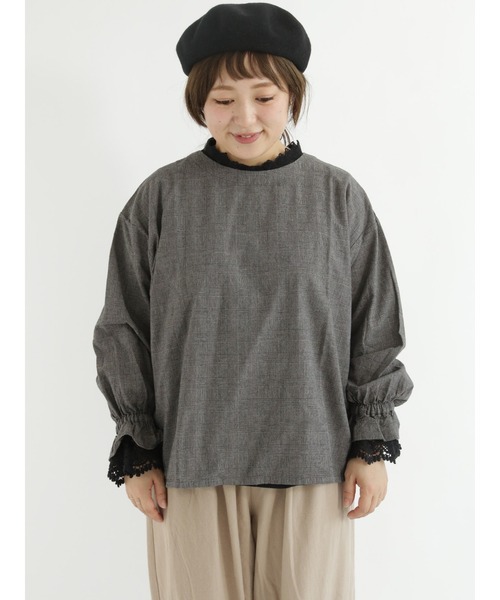 Samansa Mos2（サマンサ モスモス）の「袖口レースレイヤードTブラウス（シャツ/ブラウス・レディース・ブラック/グリーン/ネイビー/キナリ・ﾌﾘ-）」の13枚目の写真