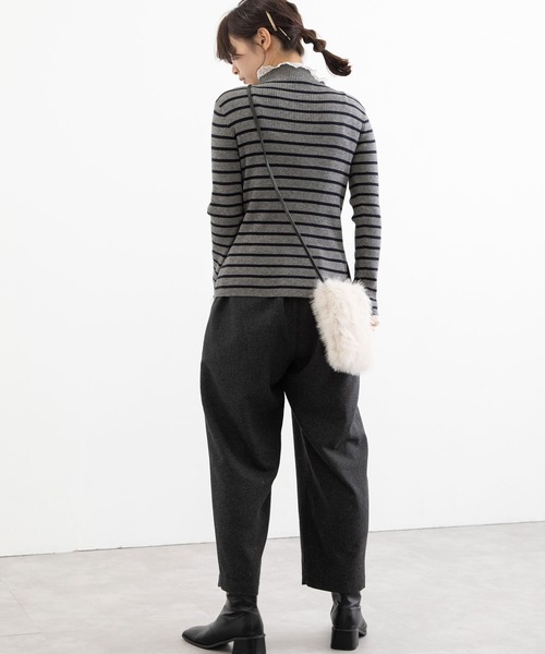 POU DOU DOU(プードゥドゥ)の「シアバターレース使いリブニット(ニット/セーター・レディース・アイボリー/ブラック/ベージュ/グレー・3)」の12枚目の写真