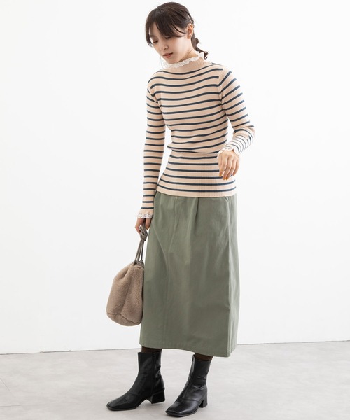 POU DOU DOU(プードゥドゥ)の「シアバターレース使いリブニット(ニット/セーター・レディース・アイボリー/ブラック/ベージュ/グレー・3)」の18枚目の写真