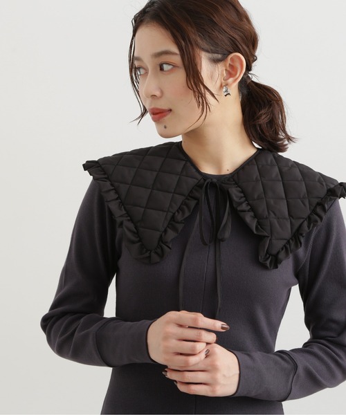 NATURAL BEAUTY BASIC（ナチュラルビューティーベーシック）の「キルティングつけ衿（付け襟・レディース・ベージュ/ブラック・ﾌﾘ-）」の4枚目の写真