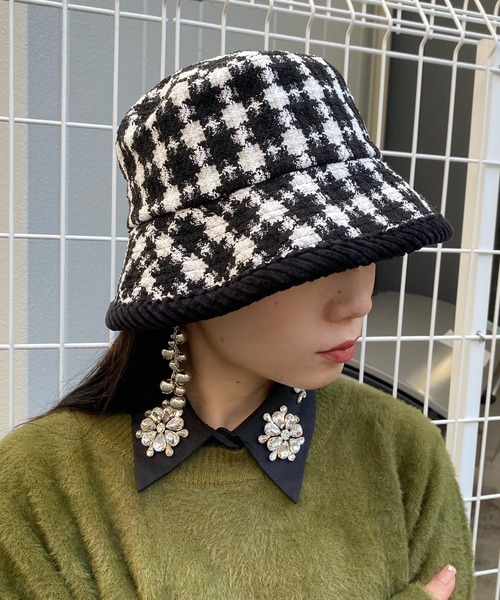 Narcissus(ナルシス)の「【Narcissus】チェックツイードバケットハット(ハット・レディース・ベージュ/ブラック・FREE)」の8枚目の写真