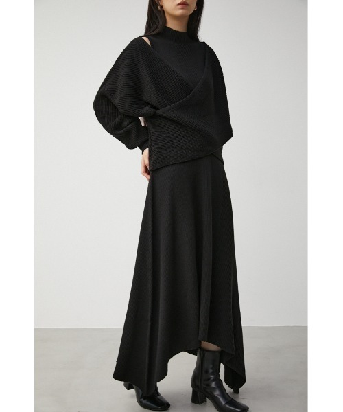 AZUL by moussy(アズールバイマウジー)の「IRREGULAR HEM FLARE SET OP/イレギュラーヘムフレアーセットワンピース(ワンピース・レディース・ブラック/ダークベージュ/ライトグレー・MEDIUM/SMALL)」の2枚目の写真