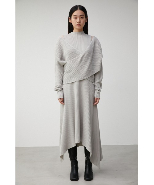 AZUL by moussy(アズールバイマウジー)の「IRREGULAR HEM FLARE SET OP/イレギュラーヘムフレアーセットワンピース(ワンピース・レディース・ブラック/ダークベージュ/ライトグレー・MEDIUM/SMALL)」の17枚目の写真