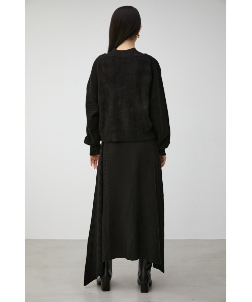 AZUL by moussy(アズールバイマウジー)の「IRREGULAR HEM FLARE SET OP/イレギュラーヘムフレアーセットワンピース(ワンピース・レディース・ブラック/ダークベージュ/ライトグレー・MEDIUM/SMALL)」の9枚目の写真