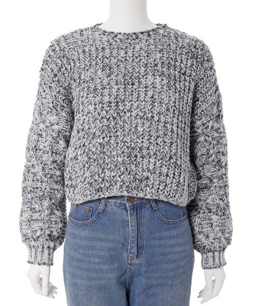 fifth(フィフス)の「【スタイリストレコメンド】ケーブルスリーブミックスニット(ニット/セーター・レディース・グリーン/ネイビー/ベージュ・M)」の2枚目の写真