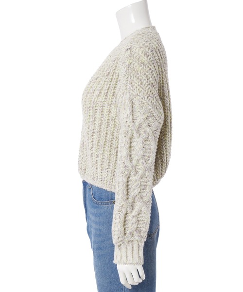 fifth(フィフス)の「【スタイリストレコメンド】ケーブルスリーブミックスニット(ニット/セーター・レディース・グリーン/ネイビー/ベージュ・M)」の21枚目の写真