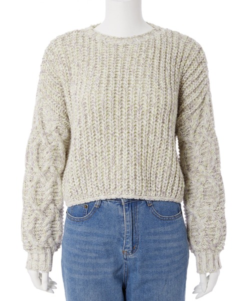 fifth(フィフス)の「【スタイリストレコメンド】ケーブルスリーブミックスニット(ニット/セーター・レディース・グリーン/ネイビー/ベージュ・M)」の9枚目の写真