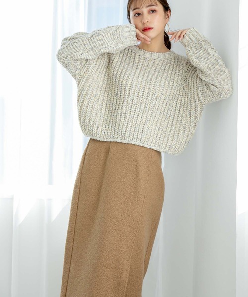 fifth(フィフス)の「【スタイリストレコメンド】ケーブルスリーブミックスニット(ニット/セーター・レディース・グリーン/ネイビー/ベージュ・M)」の4枚目の写真