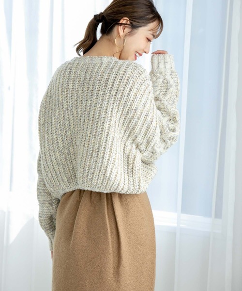 fifth(フィフス)の「【スタイリストレコメンド】ケーブルスリーブミックスニット(ニット/セーター・レディース・グリーン/ネイビー/ベージュ・M)」の10枚目の写真