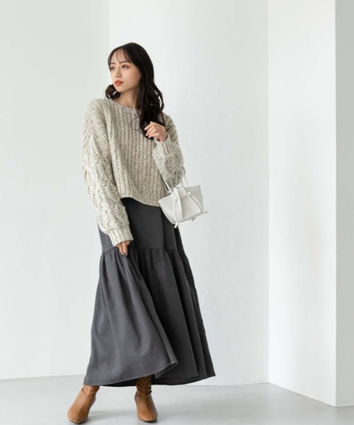 fifth(フィフス)の「【スタイリストレコメンド】ケーブルスリーブミックスニット(ニット/セーター・レディース・グリーン/ネイビー/ベージュ・M)」の8枚目の写真