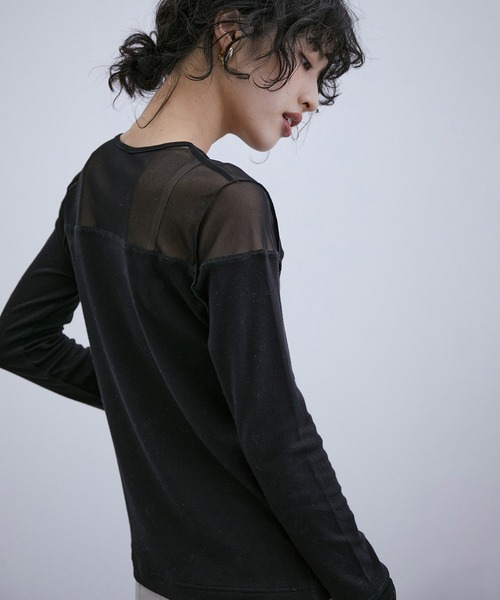 ADAM ET ROPE'（アダムエロペ）の「シアードッキングプルオーバー（Tシャツ/カットソー・レディース・オレンジ/ホワイト/ブラック・FREE）」の3枚目の写真