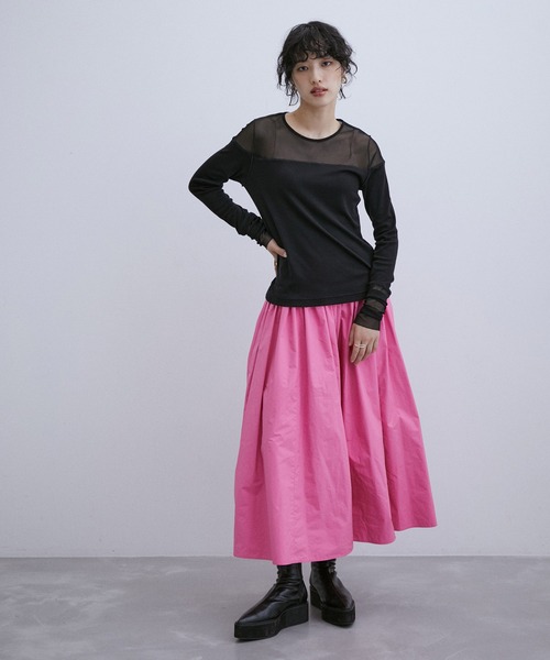 ADAM ET ROPE'（アダムエロペ）の「シアードッキングプルオーバー（Tシャツ/カットソー・レディース・オレンジ/ホワイト/ブラック・FREE）」の7枚目の写真