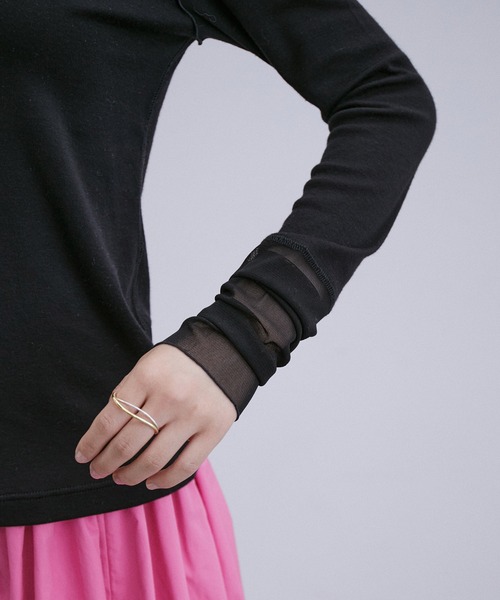 ADAM ET ROPE'（アダムエロペ）の「シアードッキングプルオーバー（Tシャツ/カットソー・レディース・オレンジ/ホワイト/ブラック・FREE）」の21枚目の写真