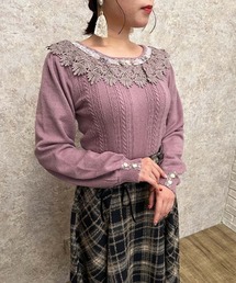 巻薔薇×パールデザインニット