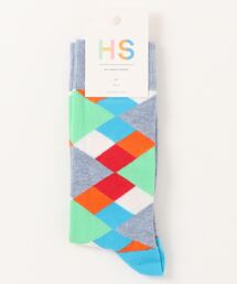 HS by Happy Socks メンズ レディース BROKEN ARGYLE （ ブロークン アーガイル ） クルーソックス 10221903