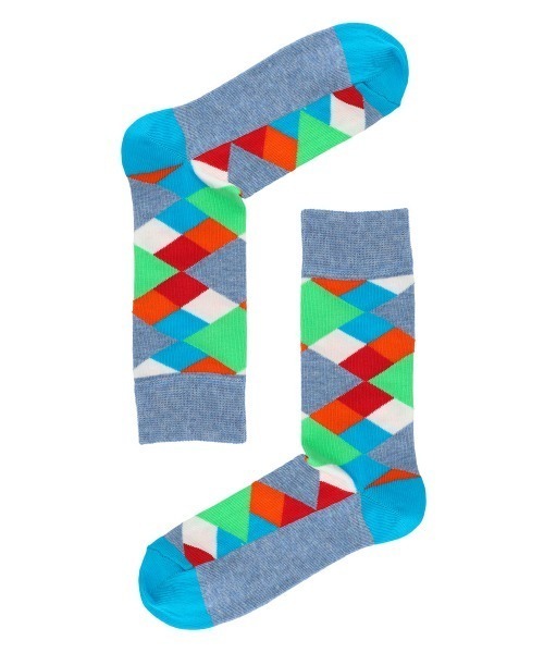 Happy Socks(ハッピーソックス)の「HS by Happy Socks メンズ レディース BROKEN ARGYLE ( ブロークン アーガイル ) クルーソックス 10221903(ソックス/靴下・レディース・ライトブルー・M/L)」の2枚目の写真