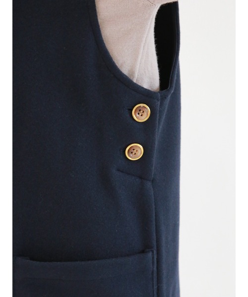 Te chichi（テチチ）の「サイド釦ポケット付ジャンパースカート（ジャンパースカート・レディース・チャコールグレー/ネイビー・ﾌﾘ-）」の9枚目の写真