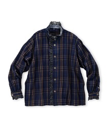 45R（フォーティファイブアール）の「藍ざっくりネルフリルブラウス