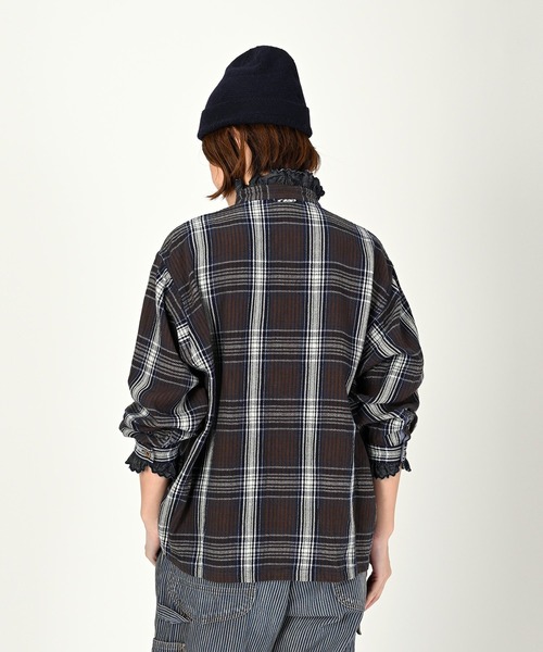 45R（フォーティファイブアール）の「藍ざっくりネルフリルブラウス