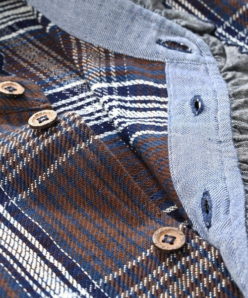 45R（フォーティファイブアール）の「藍ざっくりネルフリルブラウス