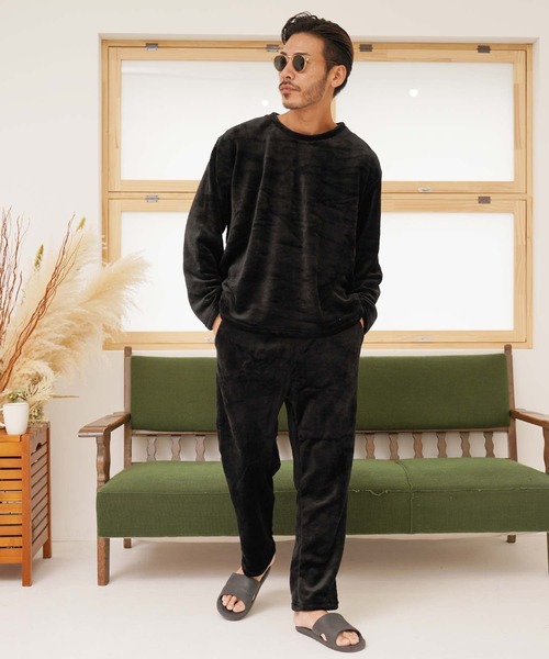 jiggys shop(ジギーズショップ)の「ファーフリース ルームウエア セットアップ(ルームウェア/パジャマ・メンズ・グレー/ブラック/チョコ・MEDIUM/LARGE)」の5枚目の写真