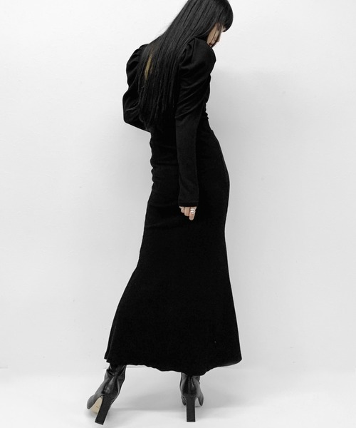 LVEU.(ラブユ.)の「Button design slit rib mermaid skirt / ボタンデザインスリットリブマーメイドスカート(スカート・レディース・ブラック・FREE)」の4枚目の写真