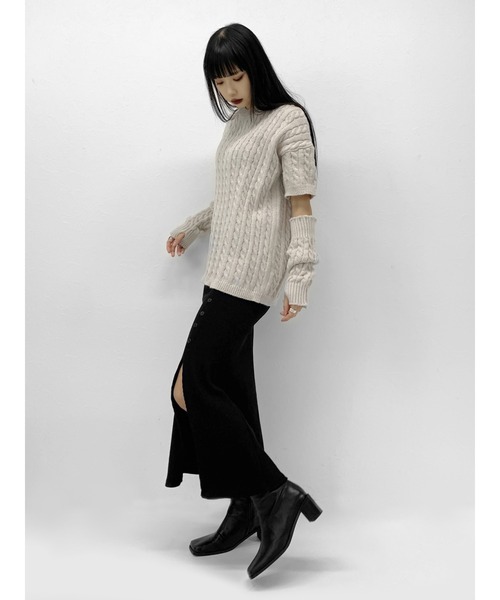 LVEU.(ラブユ.)の「Button design slit rib mermaid skirt / ボタンデザインスリットリブマーメイドスカート(スカート・レディース・ブラック・FREE)」の11枚目の写真