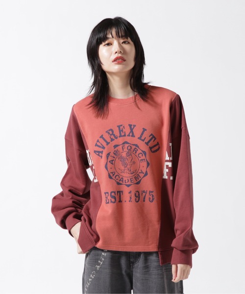 AVIREX(アヴィレックス)の「REMAKE LIKE SWEAT TOPS/ リメイクライク スウェットトップス(スウェット・レディース・ピンク/ホワイト系2・F)」の1枚目の写真