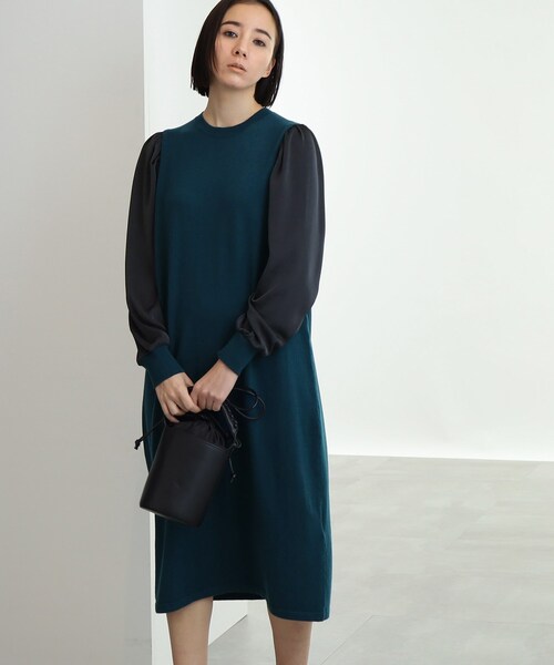 INDIVI（インディヴィ）の「◇【異素材ドッキング/袖コンシャス