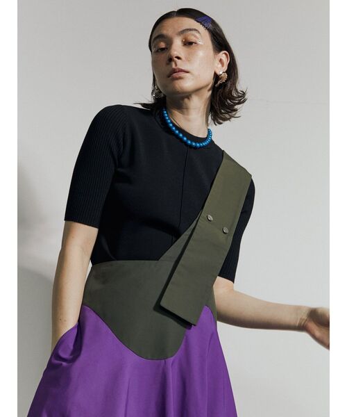 UN3D.（アンスリード）の「リブスリーブハーフスリーブニット（ニット/セーター・レディース・ホワイト/ブラック/ターコイズブルー・38/36）」の3枚目の写真