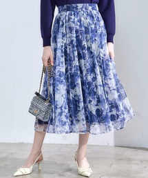メッシュ花柄フレアスカート