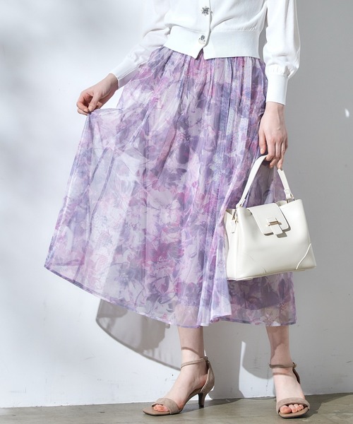 12Twelve Agenda(トゥエルブ アジェンダ)の「メッシュ花柄フレアスカート(スカート・レディース・ピンク/ネイビー/ボルドー・M)」の3枚目の写真