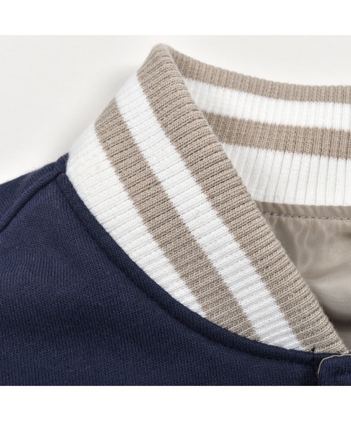 SLAP SLIP(スラップスリップ)の「SLAPSLIP/MA-1スタジャンリバーシブルジャケット(80~130cm)(スタジャン・キッズ・ベージュ/グリーン・110/80/120/130/100/90)」の4枚目の写真