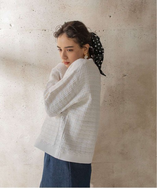 RANDA（ランダ）の「ラメ混ツイードライクニットカーディガン（カーディガン/ボレロ・レディース・ブラック/ホワイト/ベージュ・FREE）」の5枚目の写真