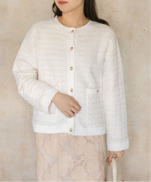 RANDA（ランダ）の「ラメ混ツイードライクニットカーディガン（カーディガン/ボレロ・レディース・ブラック/ホワイト/ベージュ・FREE）」の7枚目の写真