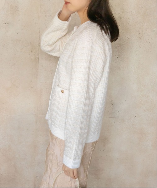 RANDA（ランダ）の「ラメ混ツイードライクニットカーディガン（カーディガン/ボレロ・レディース・ブラック/ホワイト/ベージュ・FREE）」の8枚目の写真