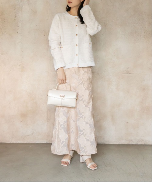 RANDA（ランダ）の「ラメ混ツイードライクニットカーディガン（カーディガン/ボレロ・レディース・ブラック/ホワイト/ベージュ・FREE）」の11枚目の写真