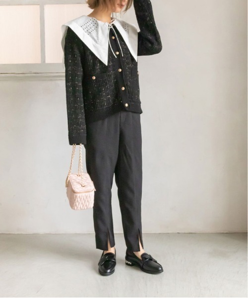 RANDA（ランダ）の「ラメ混ツイードライクニットカーディガン（カーディガン/ボレロ・レディース・ブラック/ホワイト/ベージュ・FREE）」の12枚目の写真