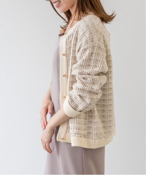 RANDA（ランダ）の「ラメ混ツイードライクニットカーディガン（カーディガン/ボレロ・レディース・ブラック/ホワイト/ベージュ・FREE）」の18枚目の写真