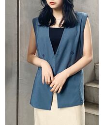 MURUA | パネルラインジレ【セットアップ着用可能】(テーラードジャケット)