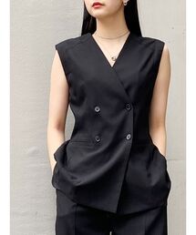 MURUA | パネルラインジレ【セットアップ着用可能】(テーラードジャケット)