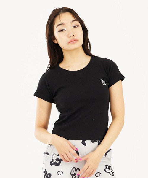 X-girl（エックスガール）の「FACE S/S BABY TEE（Tシャツ