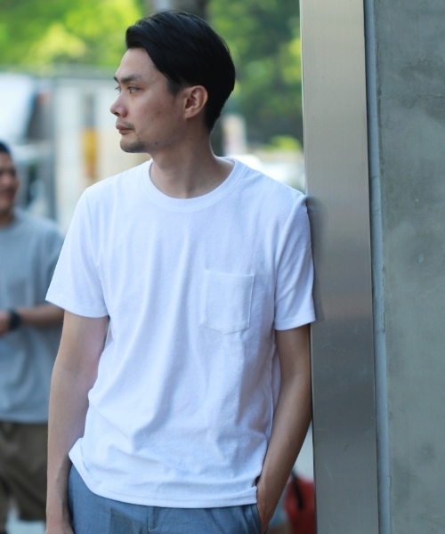 EDIFICE（エディフィス）の「◇ミニパイルクルーネックＴシャツ（Tシャツ/カットソー・メンズ・ネイビー/ホワイト/グレー・46/44/48）」の2枚目の写真