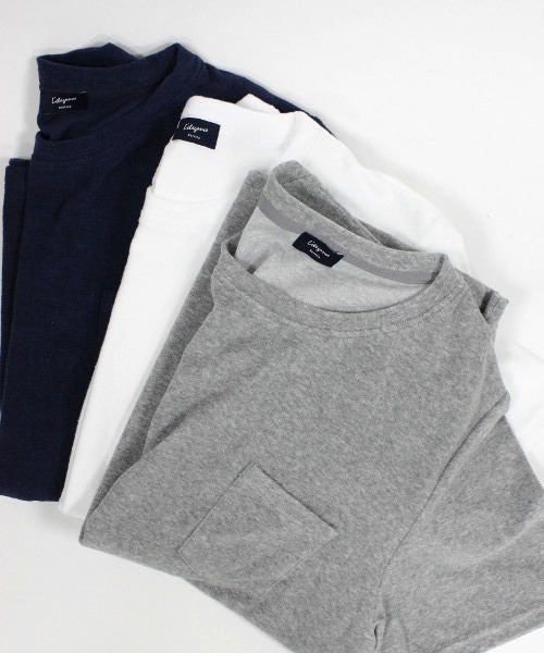 EDIFICE（エディフィス）の「◇ミニパイルクルーネックＴシャツ（Tシャツ/カットソー・メンズ・ネイビー/ホワイト/グレー・46/44/48）」の14枚目の写真