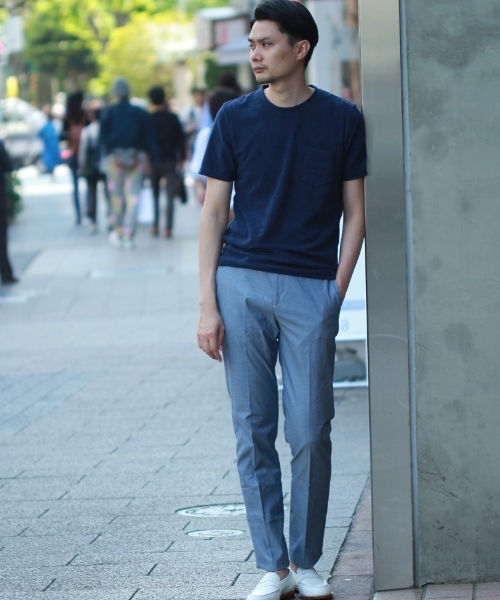 EDIFICE（エディフィス）の「◇ミニパイルクルーネックＴシャツ（Tシャツ/カットソー・メンズ・ネイビー/ホワイト/グレー・46/44/48）」の17枚目の写真