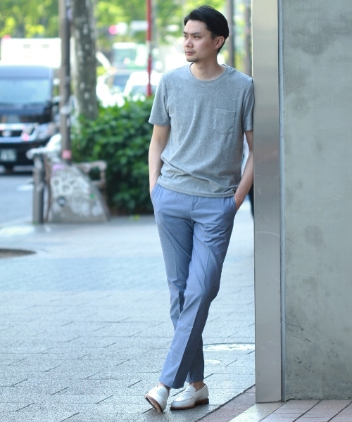 EDIFICE（エディフィス）の「◇ミニパイルクルーネックＴシャツ（Tシャツ/カットソー・メンズ・ネイビー/ホワイト/グレー・46/44/48）」の8枚目の写真