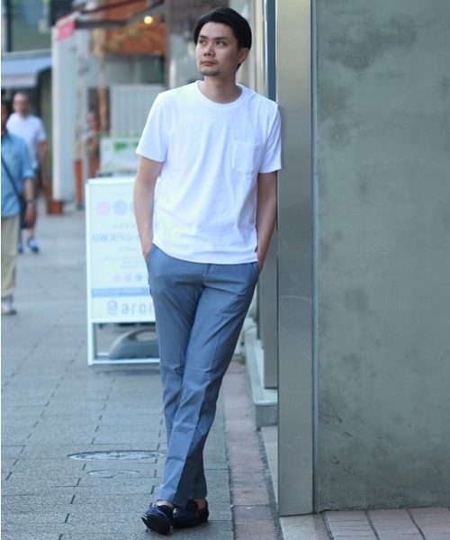 EDIFICE（エディフィス）の「◇ミニパイルクルーネックＴシャツ（Tシャツ/カットソー・メンズ・ネイビー/ホワイト/グレー・46/44/48）」の9枚目の写真