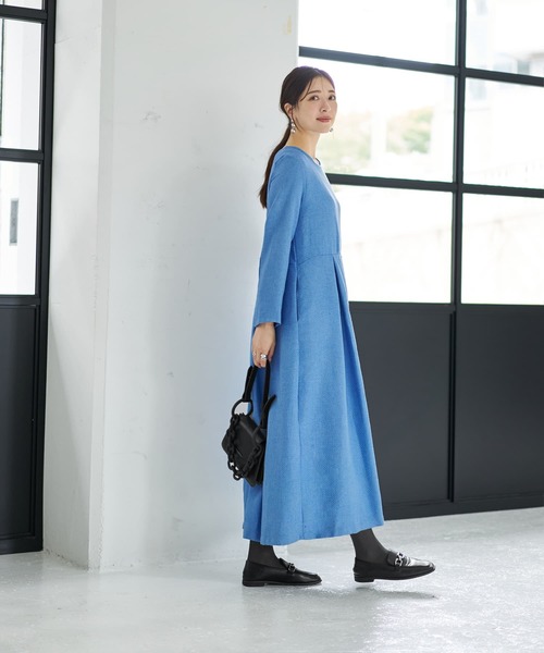 凹凸織り生地タックワンピース（ワンピース）｜STYLE DELI（スタイル